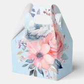 Roze en Blauwe Waterverf Bloemen Op Blauw Bedankdoosjes (Voorkant)
