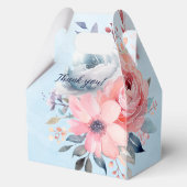 Roze en Blauwe Waterverf Bloemen Op Blauw Bedankdoosjes (Achterkant)