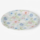 Roze en blauwe waterverf bloemen. papieren bordje (Gekanteld)