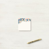 Roze en blauwe Waterverf bloemen Post-it® Notes (Op bureau)