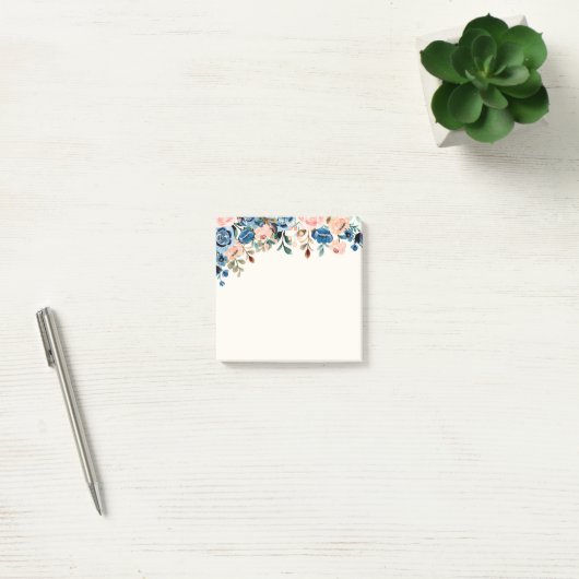 Roze en blauwe Waterverf bloemen Post-it® Notes (Kantoor)