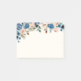 Roze en blauwe Waterverf bloemen Post-it® Notes