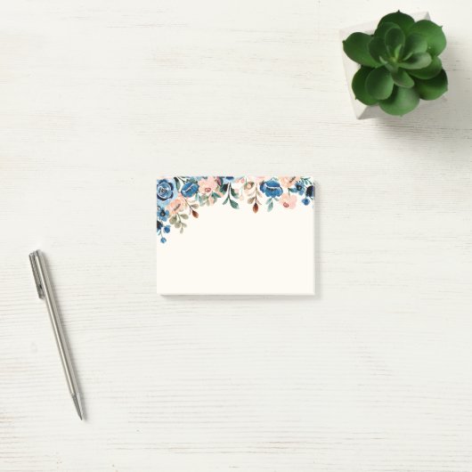 Roze en blauwe Waterverf bloemen Post-it® Notes (Kantoor)