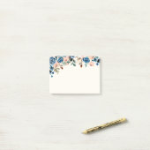 Roze en blauwe Waterverf bloemen Post-it® Notes (Op bureau)