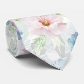 Roze en blauwe waterverf bloemen. stropdas (Opgerold)