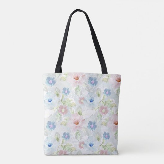 Roze en blauwe waterverf bloemen. tote bag (Achterkant)
