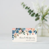 Roze en blauwe Waterverf bloemen Visitekaartje (Staand voorkant)