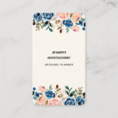 Roze en blauwe Waterverf bloemen Visitekaartje (Voorkant)
