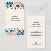 Roze en blauwe Waterverf bloemen Visitekaartje (Voorkant / Achterkant)