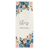 Roze en blauwe Waterverf bloemen. Wijn Cadeautas (Voorkant)