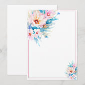 Roze en blauwe waterverf bloemendesign blanco budg kaart (Voorkant / Achterkant)