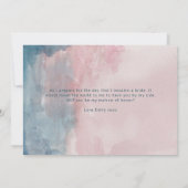 Roze en Blauwe waterverf bruidsmeisje kaart (Achterkant)