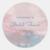 Roze en blauwe waterverf bruidssalon sticker (Voorkant)