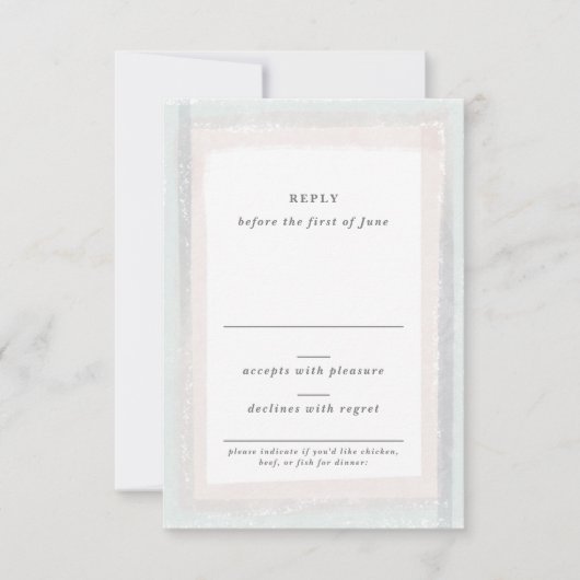 Roze en blauwe Waterverf bruiloft RSVP Kaartje (Voorkant)