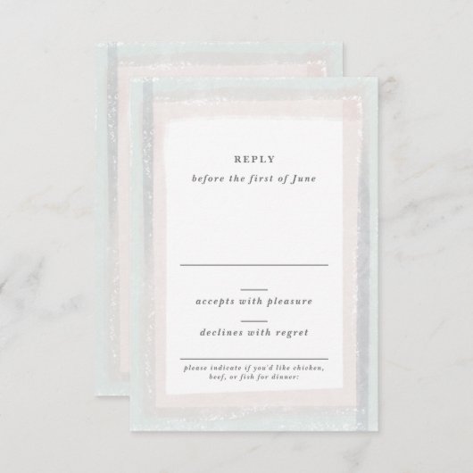 Roze en blauwe Waterverf bruiloft RSVP Kaartje (Voorkant / Achterkant)