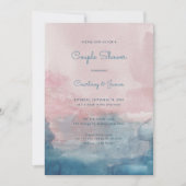 Roze en blauwe waterverf couple shower kaart (Voorkant)