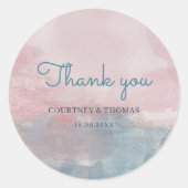 Roze en blauwe waterverf dank u label (Voorkant)