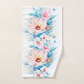 Roze en blauwe waterverf floraal bad handdoek (Handdoek)