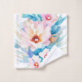 Roze en blauwe waterverf floraal bad handdoek (Wasdoekje)