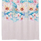 Roze en blauwe waterverf floraal douchegordijn (Voorkant)