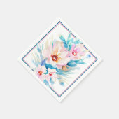 Roze en blauwe waterverf floraal servet (Hoek)