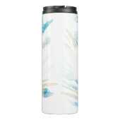 Roze en blauwe waterverf floraal thermosbeker (Achterkant)