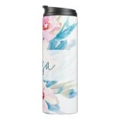 Roze en blauwe waterverf floraal thermosbeker (Geroteerd rechts)