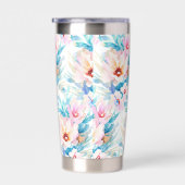 Roze en blauwe waterverf floral gepersonaliseerd geïsoleerde drinkbeker (Rechts)