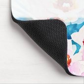 Roze en blauwe waterverf floral gepersonaliseerd muismat (Hoek)
