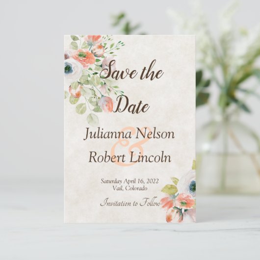 Roze en blauwe waterverf florale suspensie kaart (Staand voorkant)