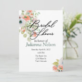 Roze en blauwe waterverf florale uitnodiging (Staand voorkant)