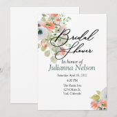 Roze en blauwe waterverf florale uitnodiging (Voorkant / Achterkant)