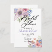 Roze en blauwe waterverf florale uitnodiging (Voorkant / Achterkant)