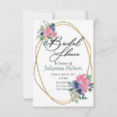 Roze en blauwe waterverf florale uitnodiging (Voorkant)