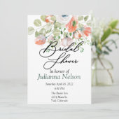 Roze en blauwe waterverf florale vrijgezellenfeest kaart (Staand voorkant)