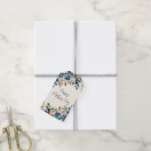 Roze en blauwe Waterverf Flowers Moederdag Cadeaulabel (Met Touw)