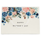 Roze en blauwe Waterverf Flowers Moederdag Groot Cadeauzakje (Voorkant)