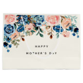 Roze en blauwe Waterverf Flowers Moederdag Groot Cadeauzakje (Achterkant)