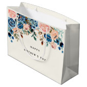 Roze en blauwe Waterverf Flowers Moederdag Groot Cadeauzakje (Achterkant Gekanteld)