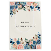 Roze en blauwe Waterverf Flowers Moederdag Medium Cadeauzakje (Voorkant)