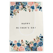 Roze en blauwe Waterverf Flowers Moederdag Medium Cadeauzakje (Achterkant)