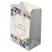Roze en blauwe Waterverf Flowers Moederdag Medium Cadeauzakje (Achterkant Gekanteld)