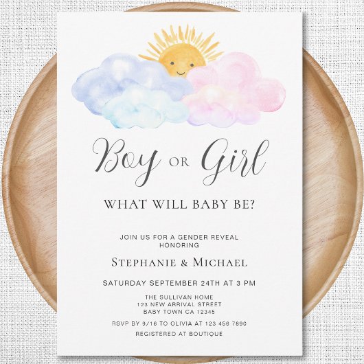 Roze en blauwe Waterverf Gender onthullen Kaart