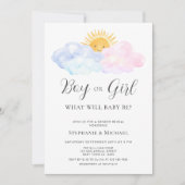 Roze en blauwe Waterverf Gender onthullen Kaart (Voorkant)