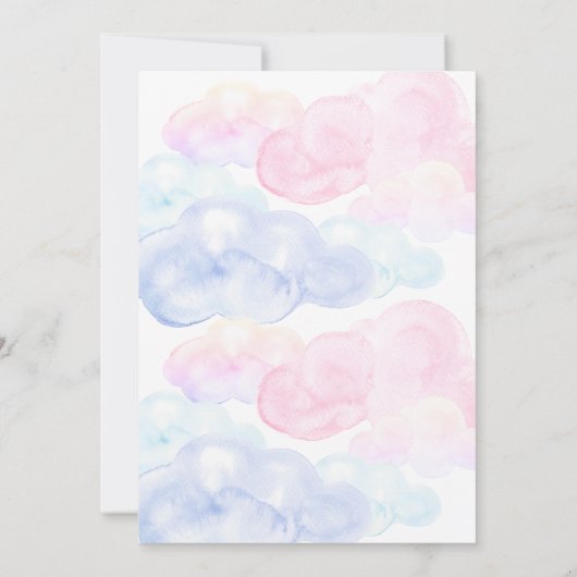 Roze en blauwe Waterverf Gender onthullen Kaart (Achterkant)