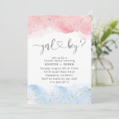 Roze en Blauwe Waterverf Gender Reveal Kaart (Staand voorkant)