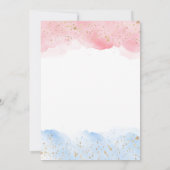 Roze en Blauwe Waterverf Gender Reveal Kaart (Achterkant)