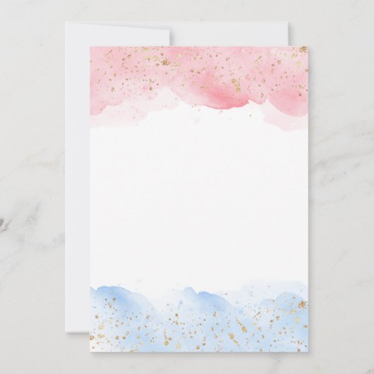 Roze en Blauwe Waterverf Gender Reveal Kaart (Achterkant)