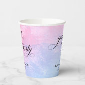 Roze en blauwe Waterverf Genderfeest Papieren Bekers (Links)