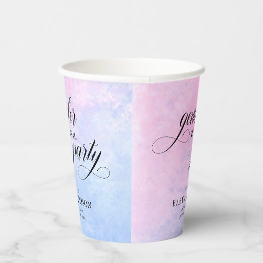 Roze en blauwe Waterverf Genderfeest Papieren Bekers (Rechts)
